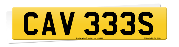 Registration number CAV 333S